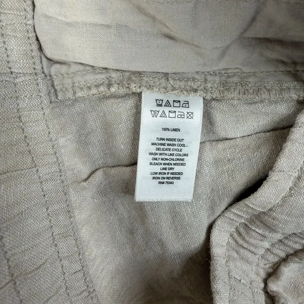 LINEN CHINO  Pants Mens M Beige Pull On Casual Beachy Resort Coastal Panama Jack